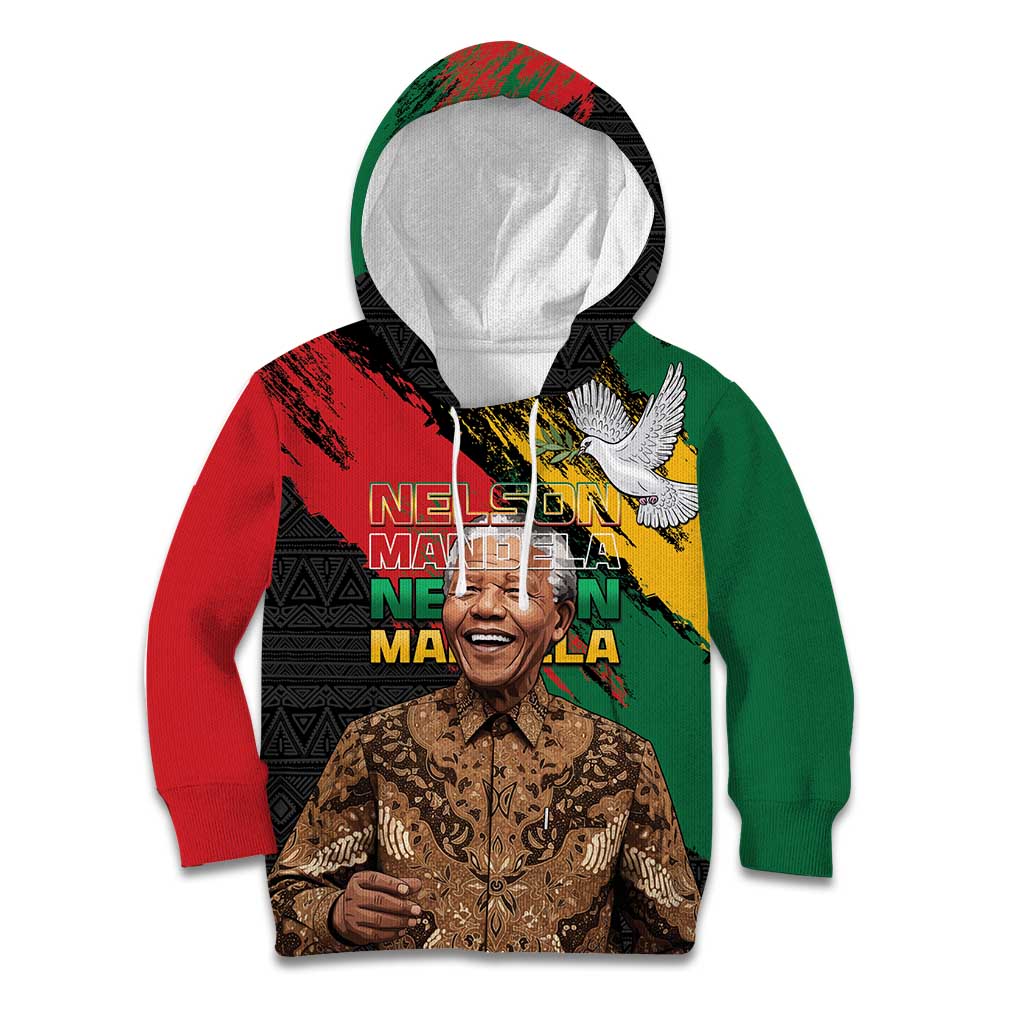 Nelson Mandela International Day Kid Hoodie African Pattern Grunge Style - Wonder Print Shop