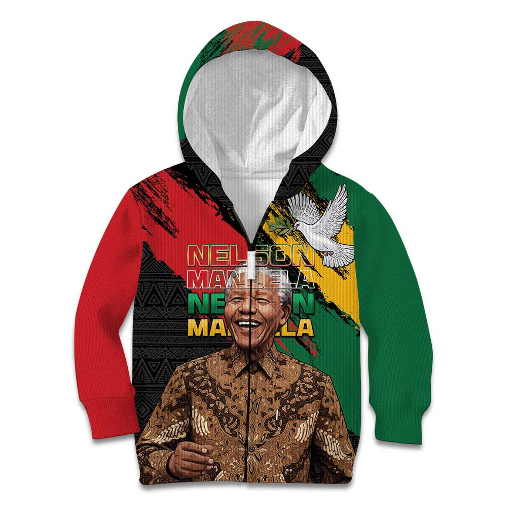 Nelson Mandela International Day Kid Hoodie African Pattern Grunge Style - Wonder Print Shop