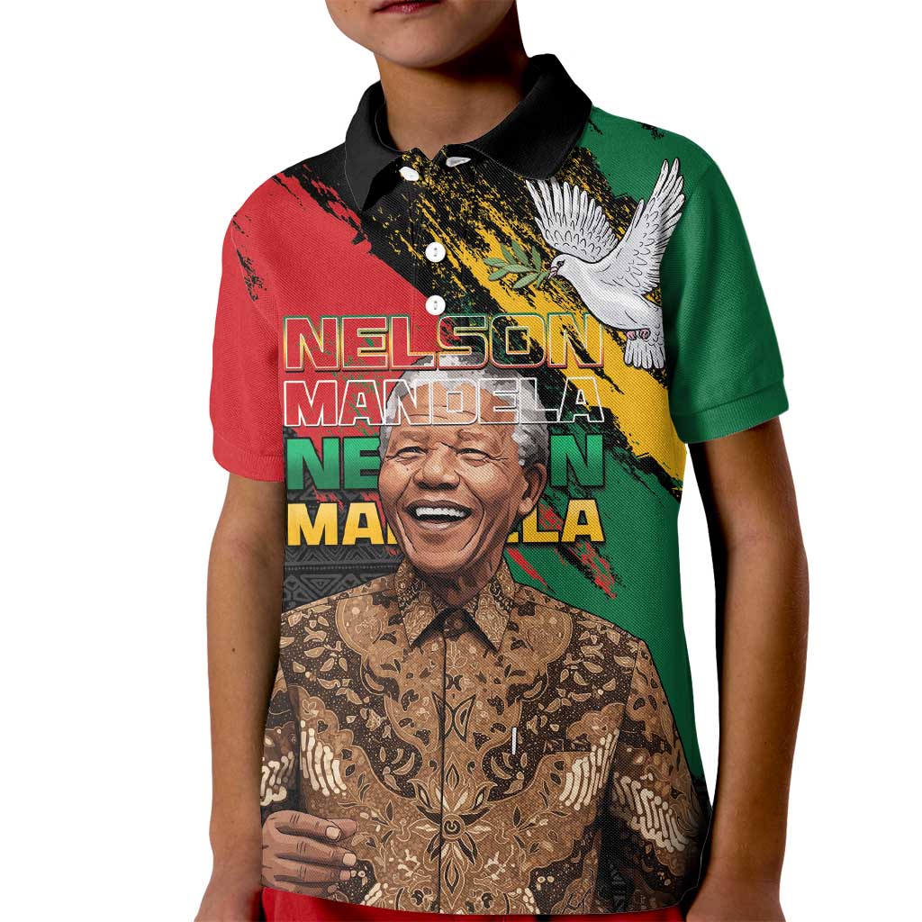 Nelson Mandela International Day Kid Polo Shirt African Pattern Grunge Style - Wonder Print Shop
