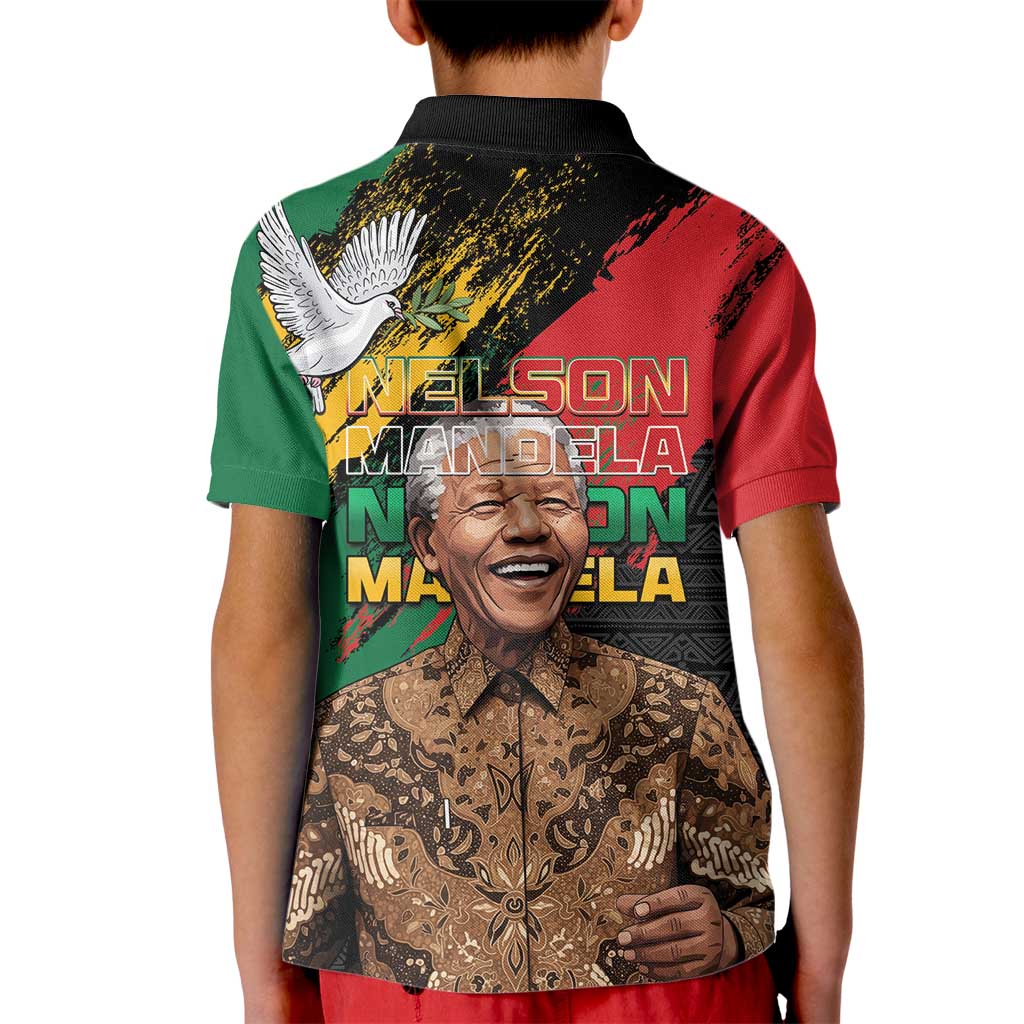Nelson Mandela International Day Kid Polo Shirt African Pattern Grunge Style - Wonder Print Shop