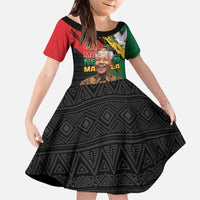 Nelson Mandela International Day Kid Short Sleeve Dress African Pattern Grunge Style - Wonder Print Shop