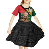 Nelson Mandela International Day Kid Short Sleeve Dress African Pattern Grunge Style - Wonder Print Shop