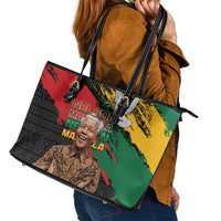 Nelson Mandela International Day Leather Tote Bag African Pattern Grunge Style - Wonder Print Shop