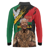 Nelson Mandela International Day Long Sleeve Polo Shirt African Pattern Grunge Style - Wonder Print Shop