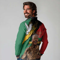 Nelson Mandela International Day Long Sleeve Polo Shirt African Pattern Grunge Style - Wonder Print Shop