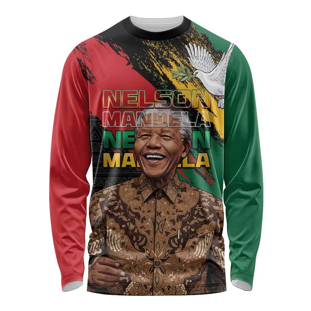 Nelson Mandela International Day Long Sleeve Shirt African Pattern Grunge Style - Wonder Print Shop