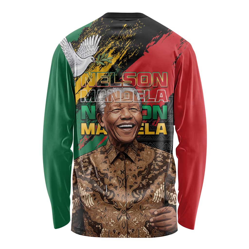 Nelson Mandela International Day Long Sleeve Shirt African Pattern Grunge Style - Wonder Print Shop
