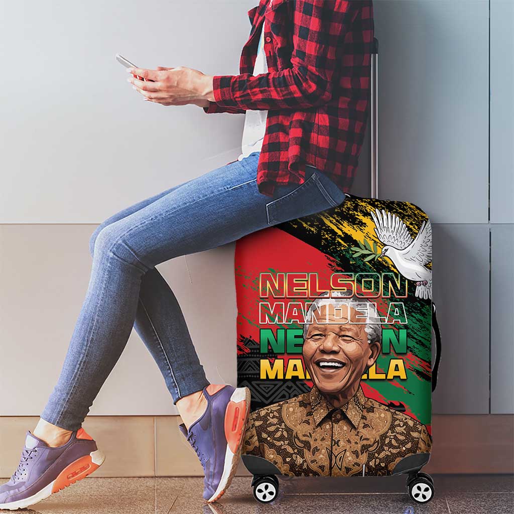 Nelson Mandela International Day Luggage Cover African Pattern Grunge Style - Wonder Print Shop