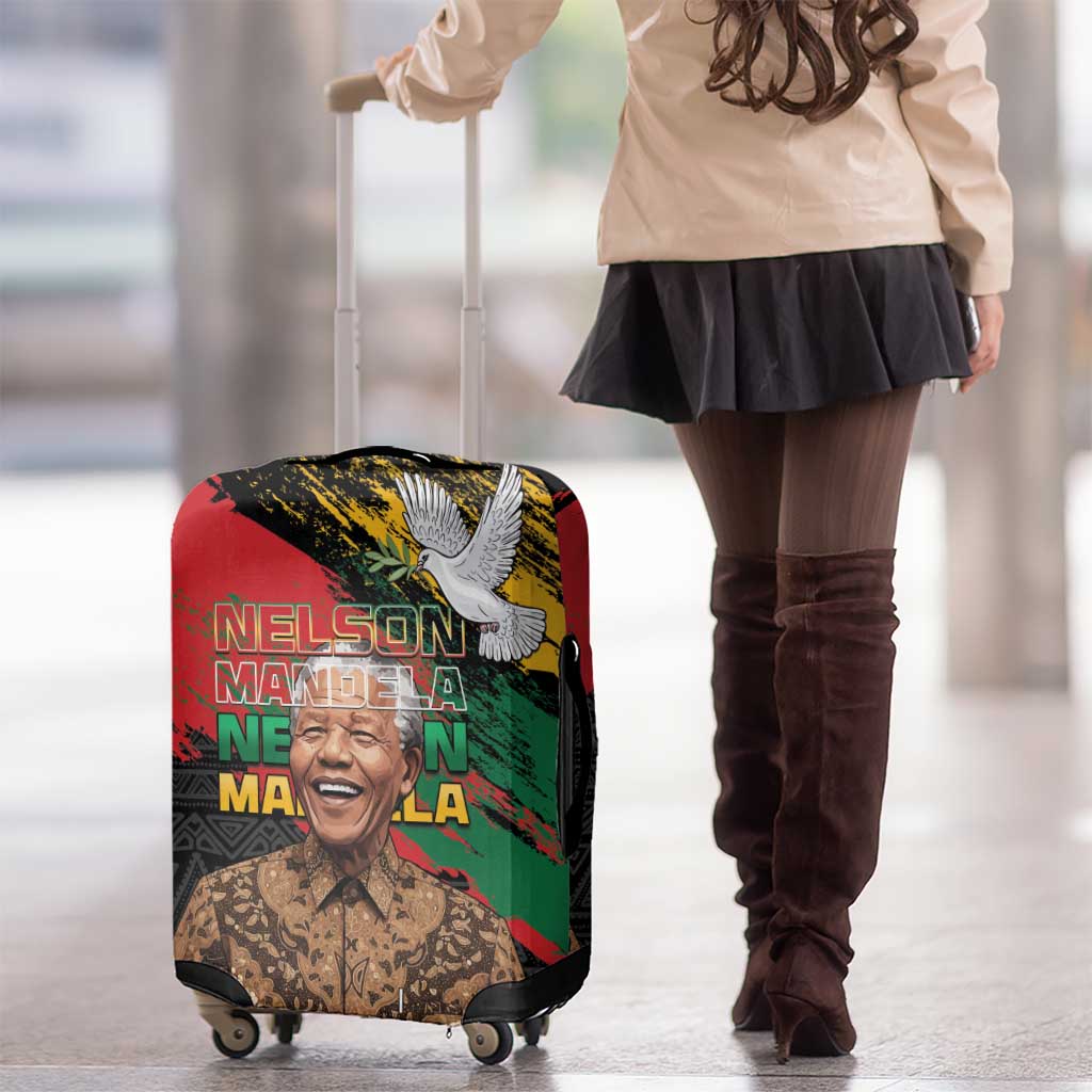 Nelson Mandela International Day Luggage Cover African Pattern Grunge Style - Wonder Print Shop