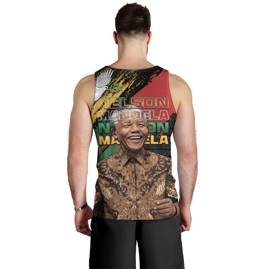 Nelson Mandela International Day Men Tank Top African Pattern Grunge Style - Wonder Print Shop