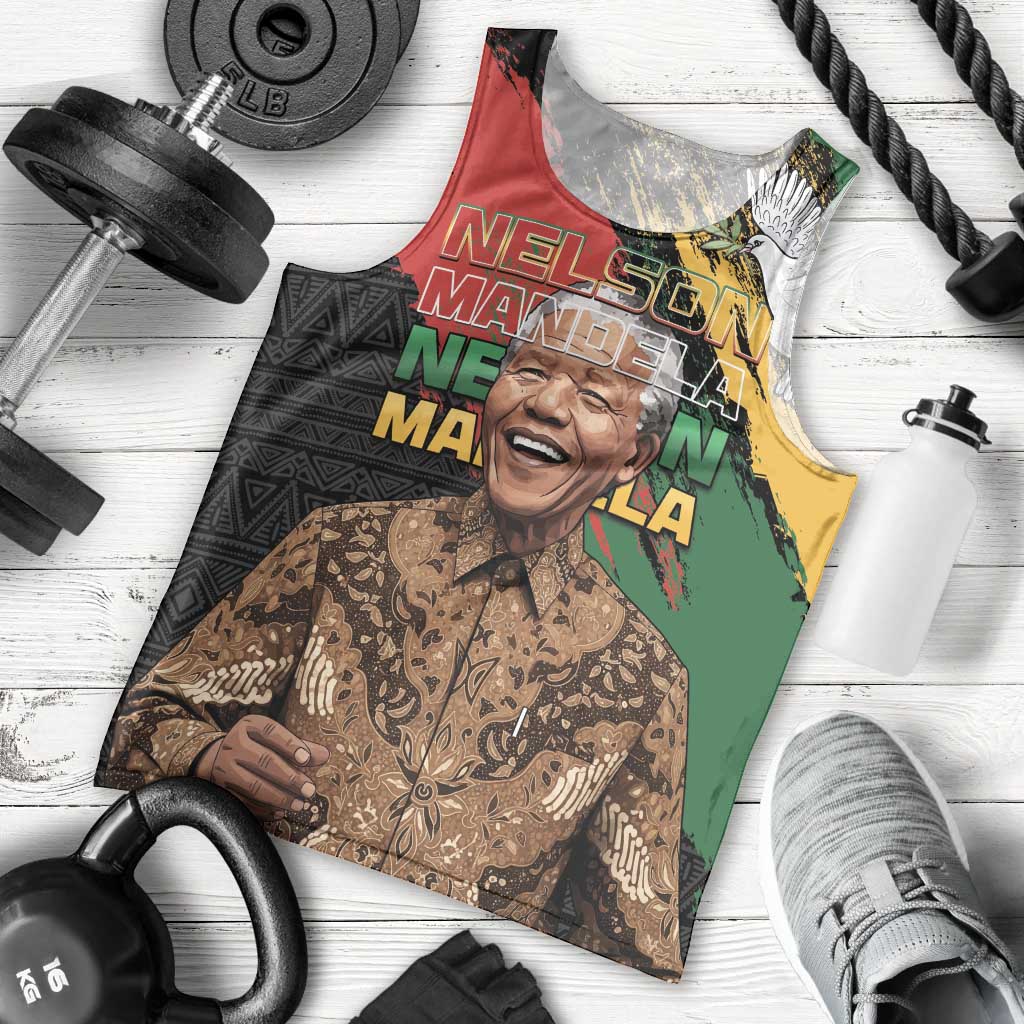 Nelson Mandela International Day Men Tank Top African Pattern Grunge Style - Wonder Print Shop