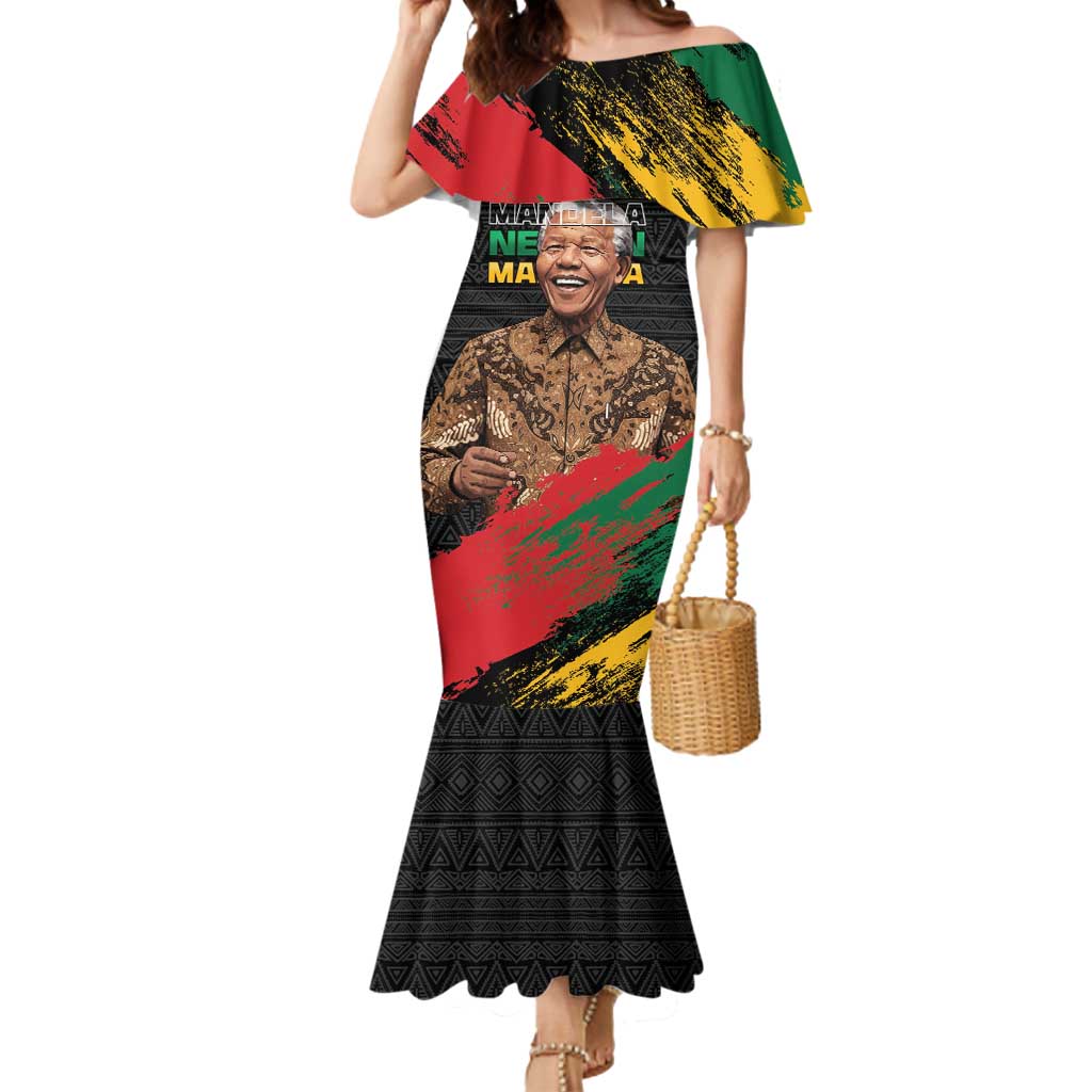 Nelson Mandela International Day Mermaid Dress African Pattern Grunge Style - Wonder Print Shop
