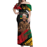 Nelson Mandela International Day Off Shoulder Maxi Dress African Pattern Grunge Style - Wonder Print Shop