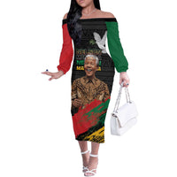 Nelson Mandela International Day Off The Shoulder Long Sleeve Dress African Pattern Grunge Style - Wonder Print Shop