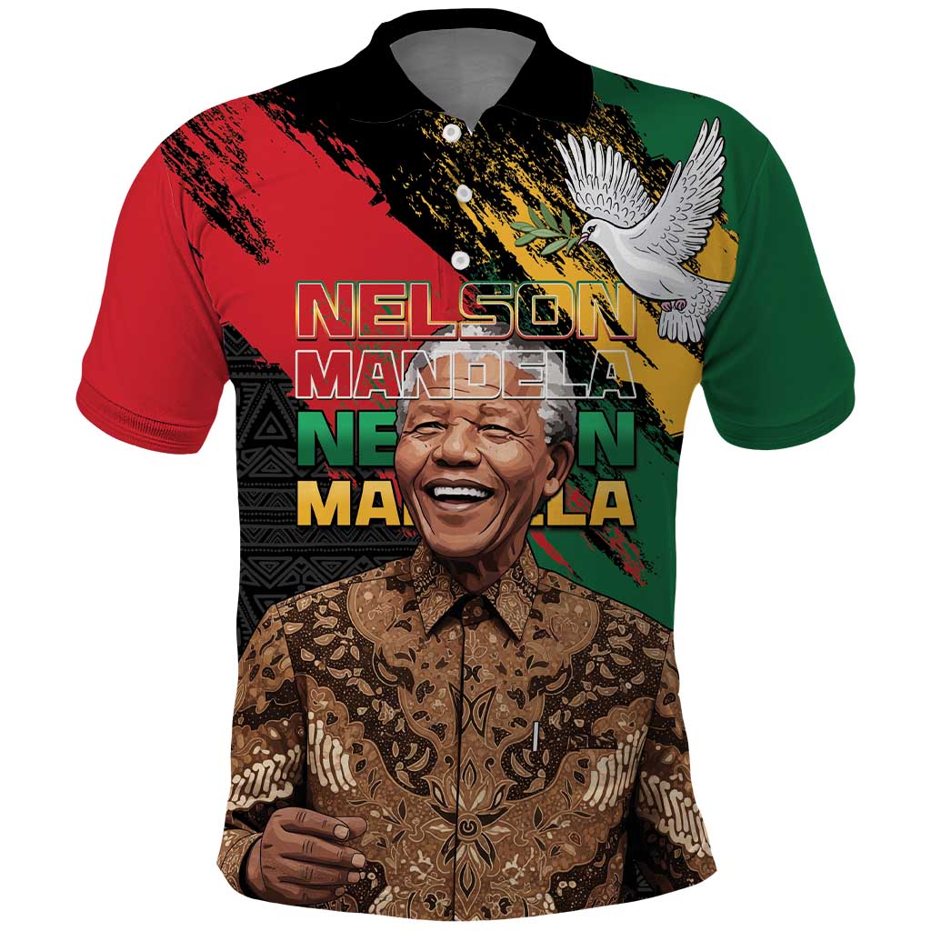 Nelson Mandela International Day Polo Shirt African Pattern Grunge Style - Wonder Print Shop