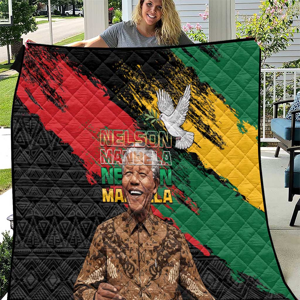 Nelson Mandela International Day Quilt African Pattern Grunge Style - Wonder Print Shop