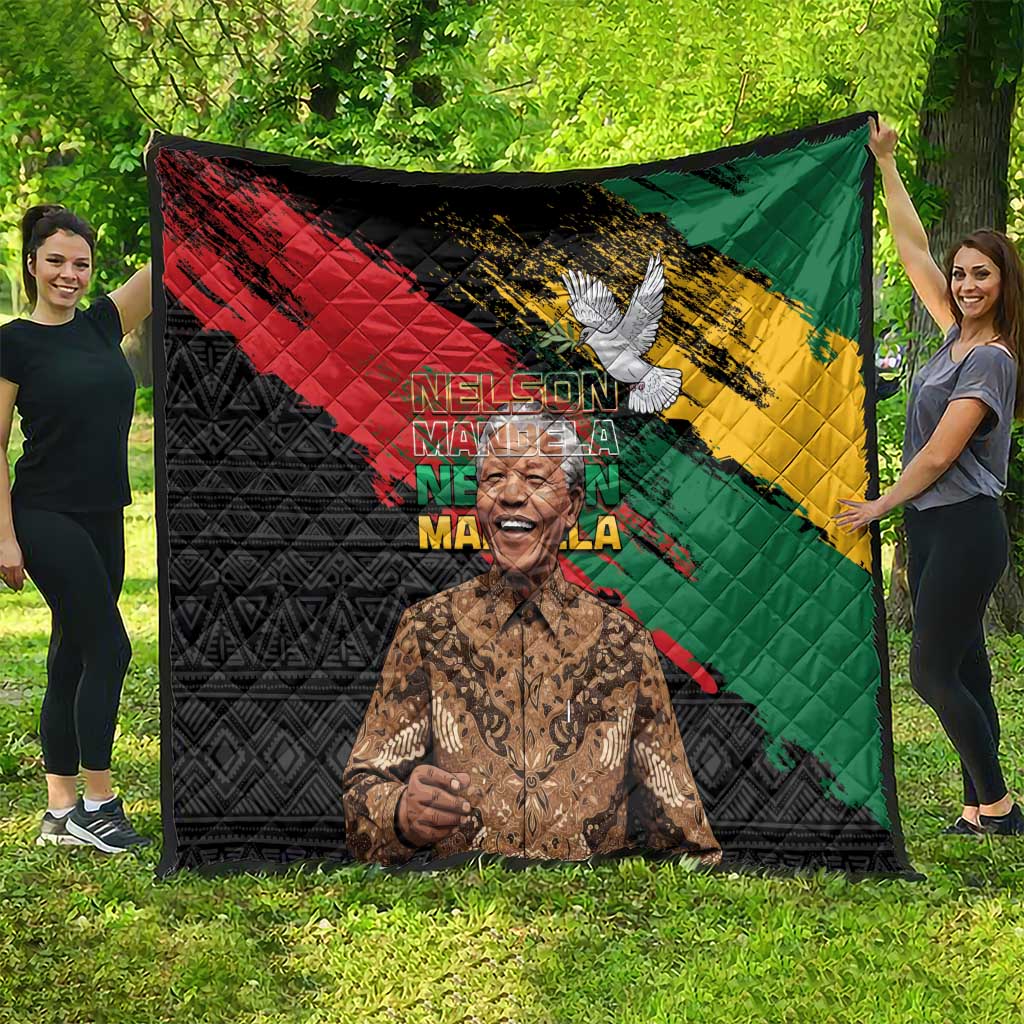 Nelson Mandela International Day Quilt African Pattern Grunge Style - Wonder Print Shop