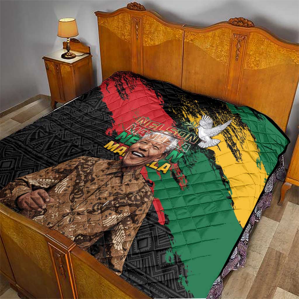 Nelson Mandela International Day Quilt African Pattern Grunge Style - Wonder Print Shop