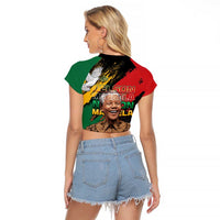Nelson Mandela International Day Raglan Cropped T Shirt African Pattern Grunge Style - Wonder Print Shop