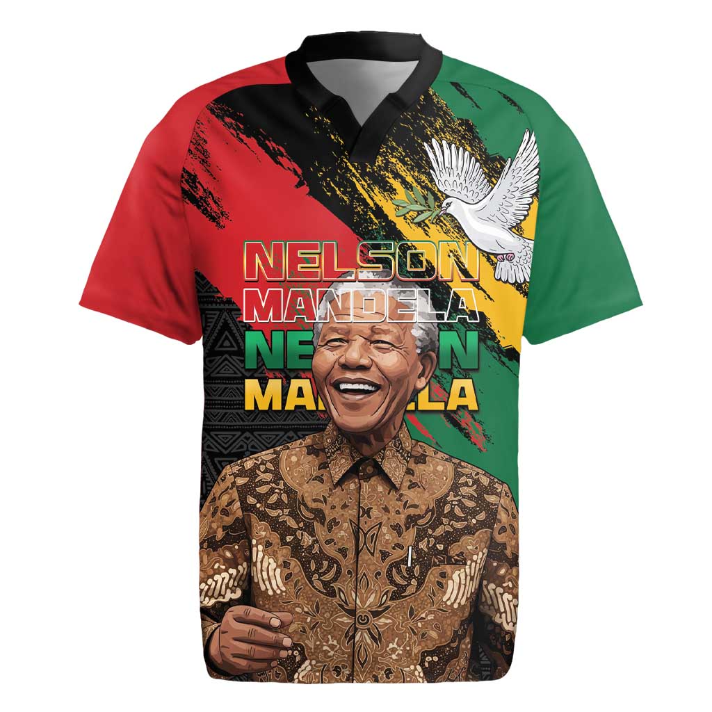 Nelson Mandela International Day Rugby Jersey African Pattern Grunge Style - Wonder Print Shop