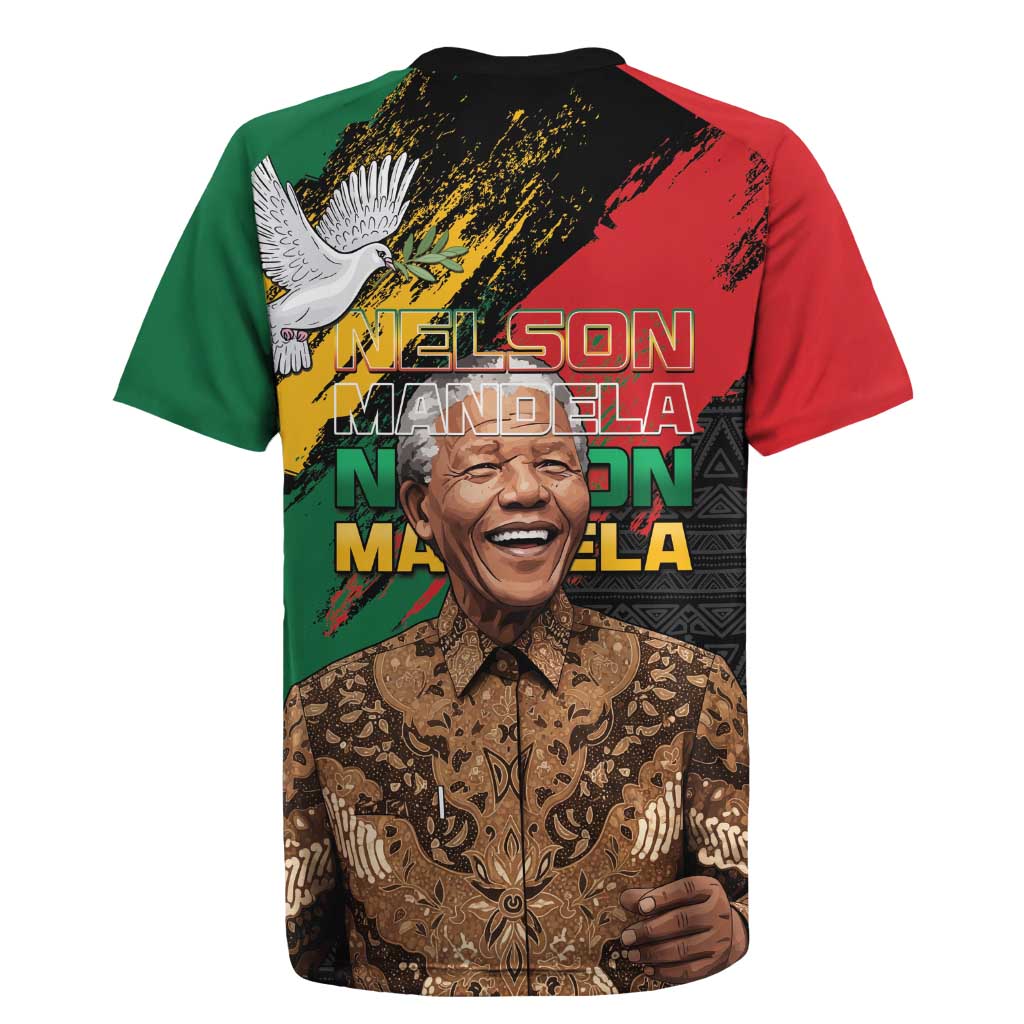 Nelson Mandela International Day Rugby Jersey African Pattern Grunge Style - Wonder Print Shop