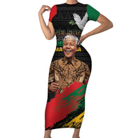 Nelson Mandela International Day Short Sleeve Bodycon Dress African Pattern Grunge Style - Wonder Print Shop