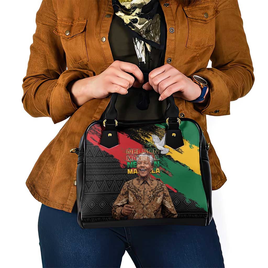 Nelson Mandela International Day Shoulder Handbag African Pattern Grunge Style - Wonder Print Shop