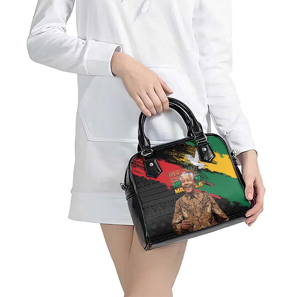 Nelson Mandela International Day Shoulder Handbag African Pattern Grunge Style - Wonder Print Shop