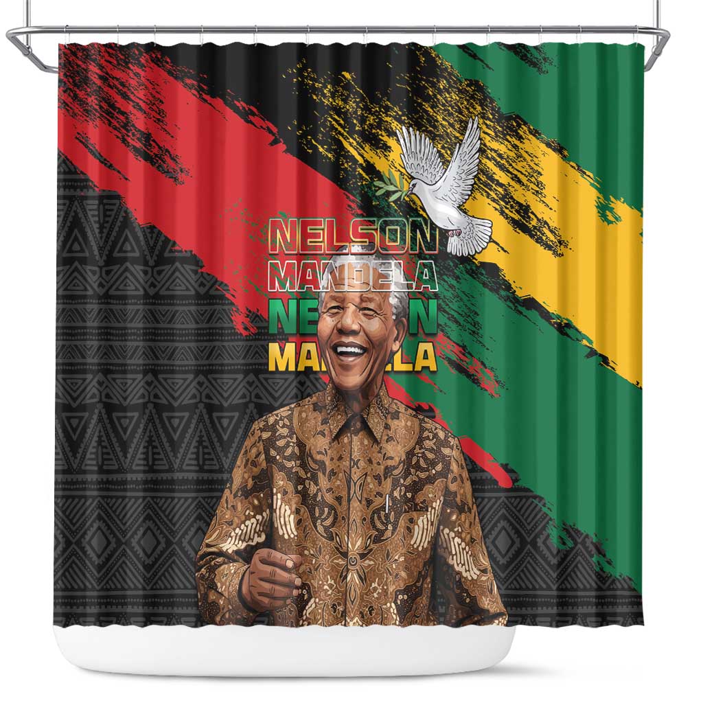 Nelson Mandela International Day Shower Curtain African Pattern Grunge Style - Wonder Print Shop