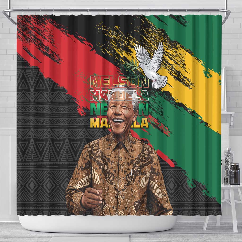 Nelson Mandela International Day Shower Curtain African Pattern Grunge Style - Wonder Print Shop