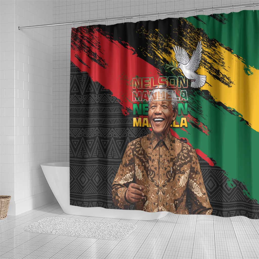 Nelson Mandela International Day Shower Curtain African Pattern Grunge Style - Wonder Print Shop
