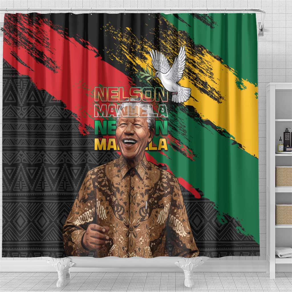 Nelson Mandela International Day Shower Curtain African Pattern Grunge Style - Wonder Print Shop