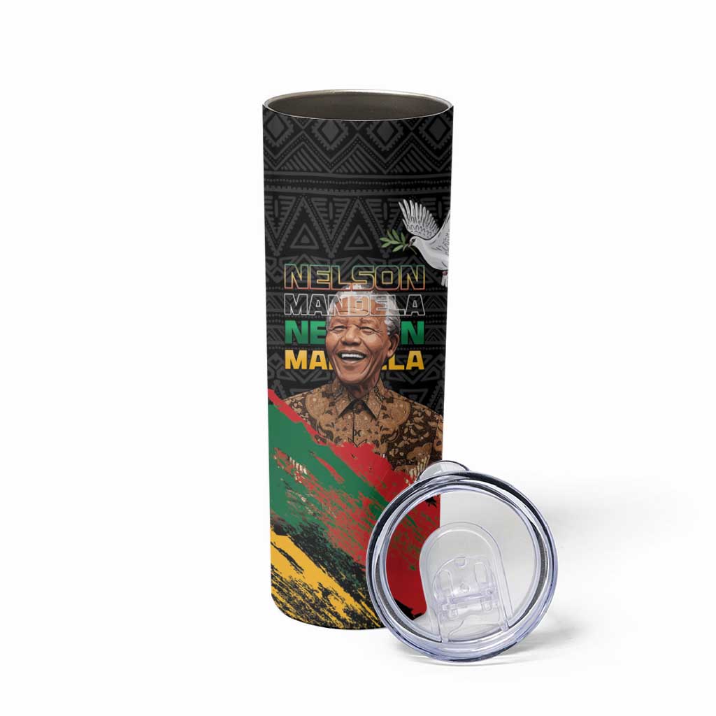Nelson Mandela International Day Skinny Tumbler African Pattern Grunge Style - Wonder Print Shop