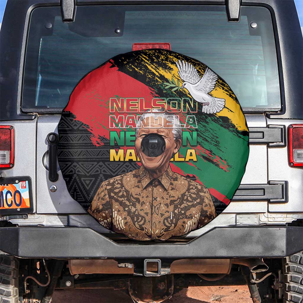Nelson Mandela International Day Spare Tire Cover African Pattern Grunge Style - Wonder Print Shop