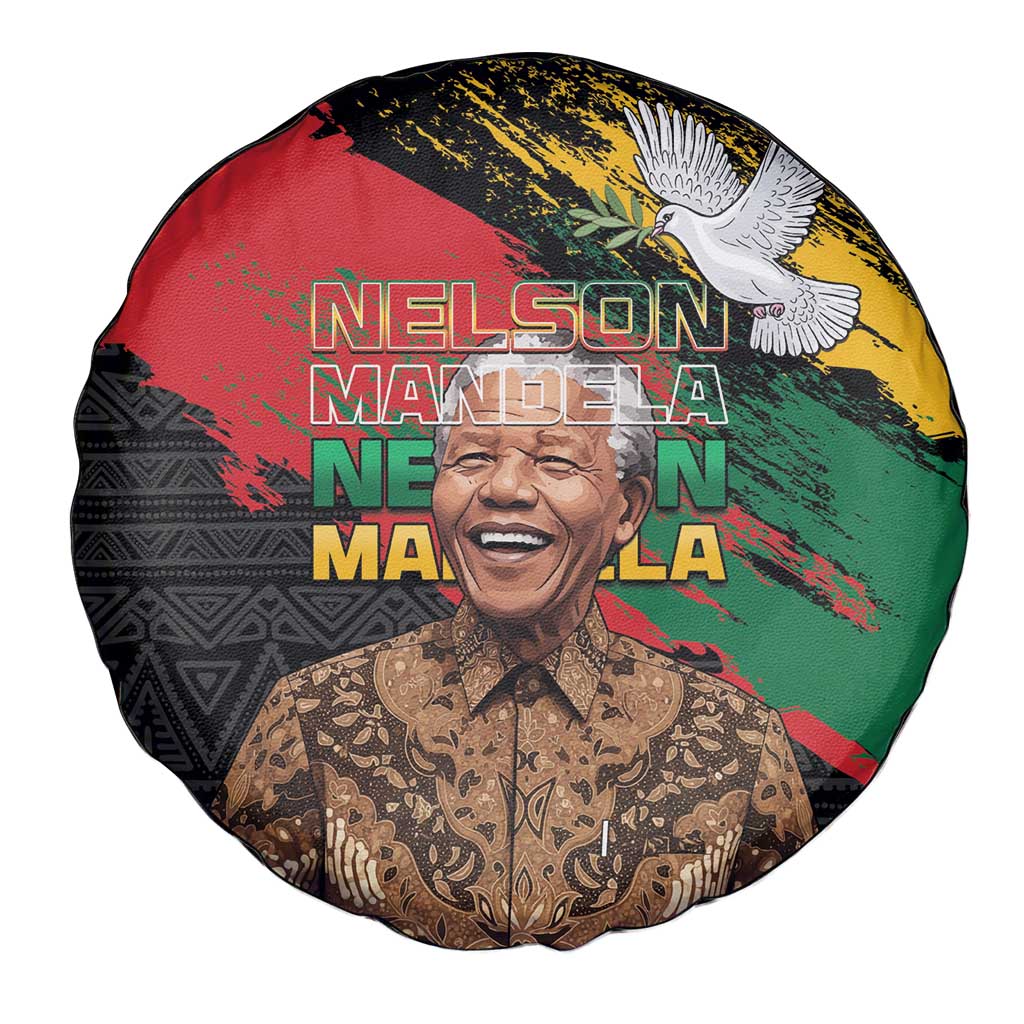 Nelson Mandela International Day Spare Tire Cover African Pattern Grunge Style - Wonder Print Shop