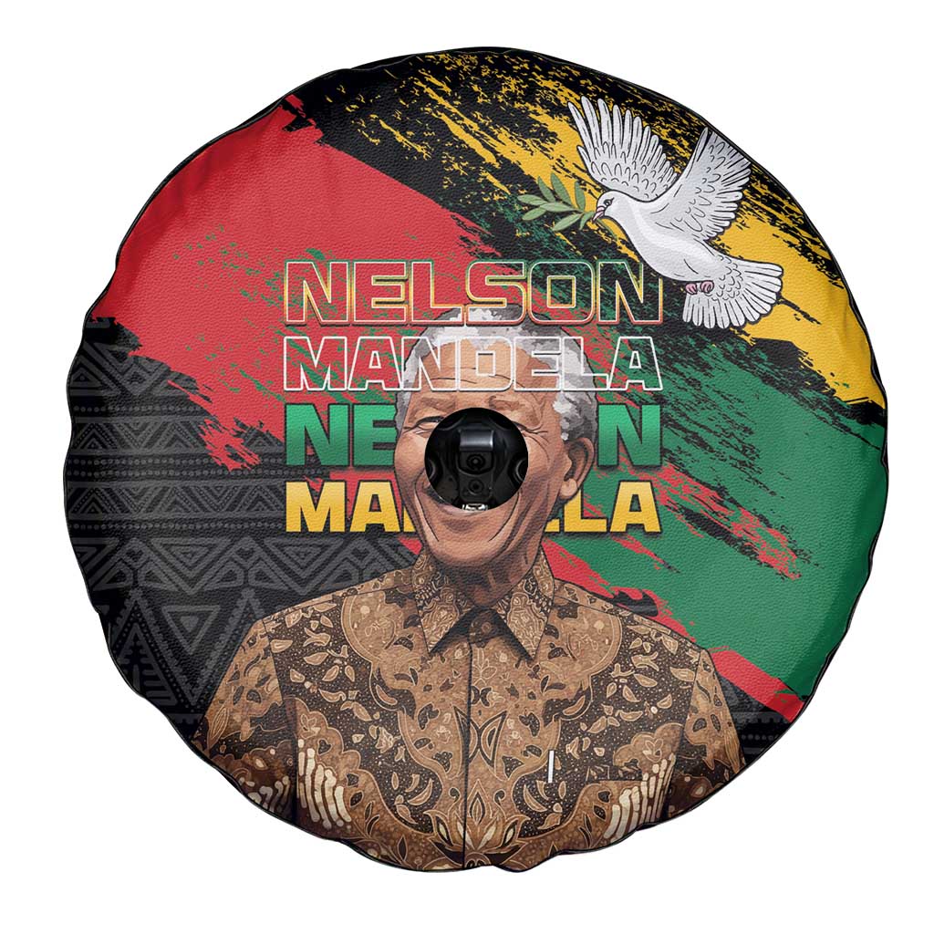 Nelson Mandela International Day Spare Tire Cover African Pattern Grunge Style - Wonder Print Shop