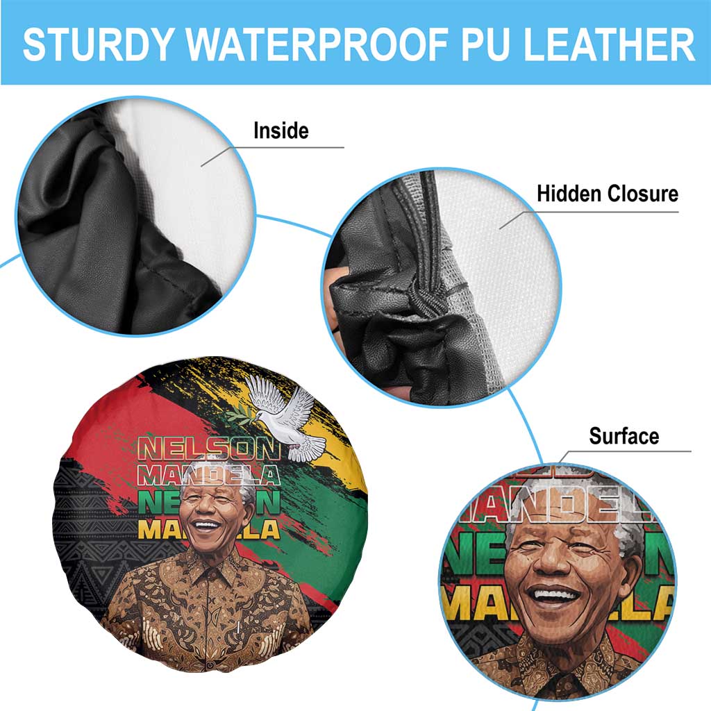 Nelson Mandela International Day Spare Tire Cover African Pattern Grunge Style - Wonder Print Shop