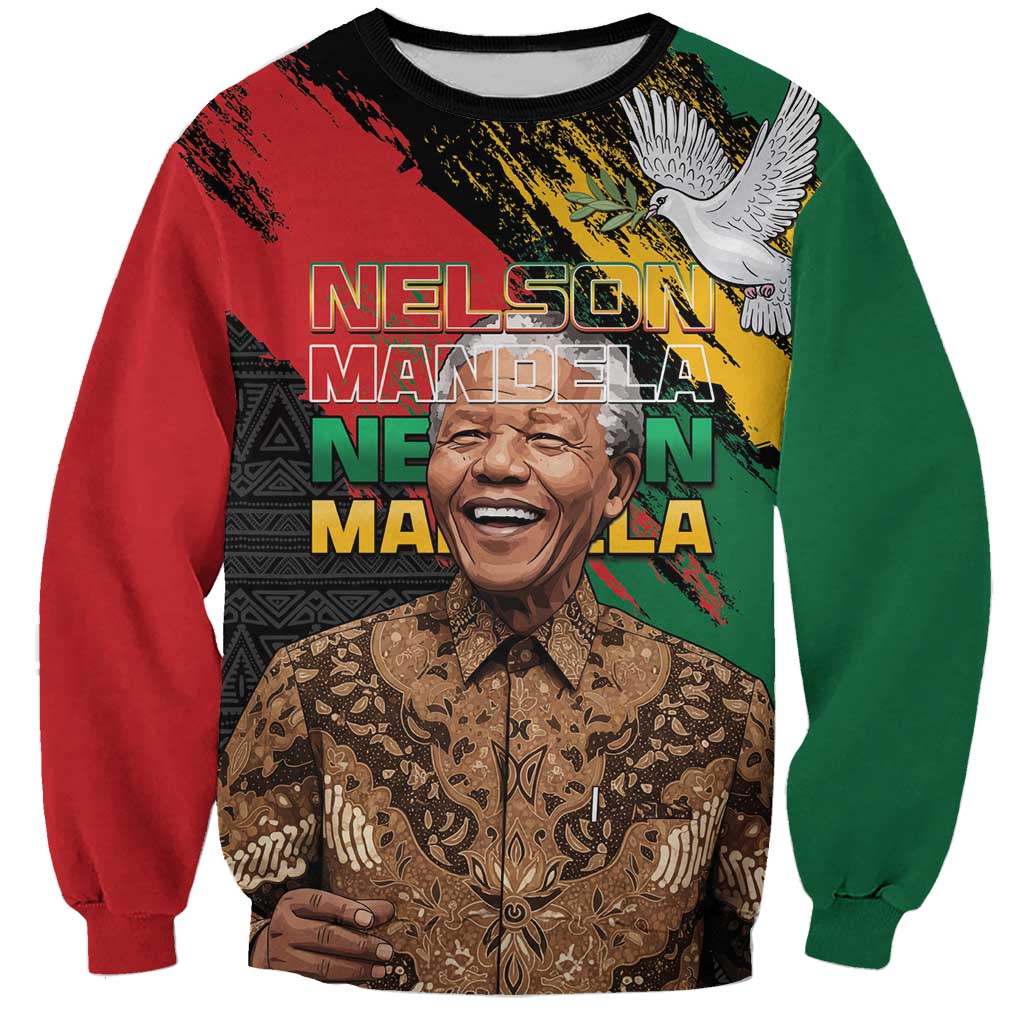 Nelson Mandela International Day Sweatshirt African Pattern Grunge Style - Wonder Print Shop