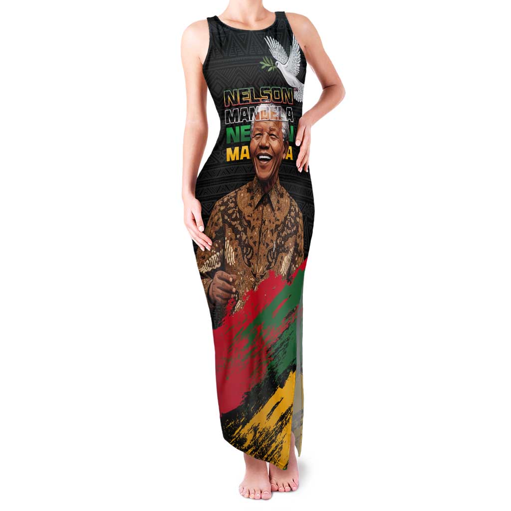 Nelson Mandela International Day Tank Maxi Dress African Pattern Grunge Style - Wonder Print Shop
