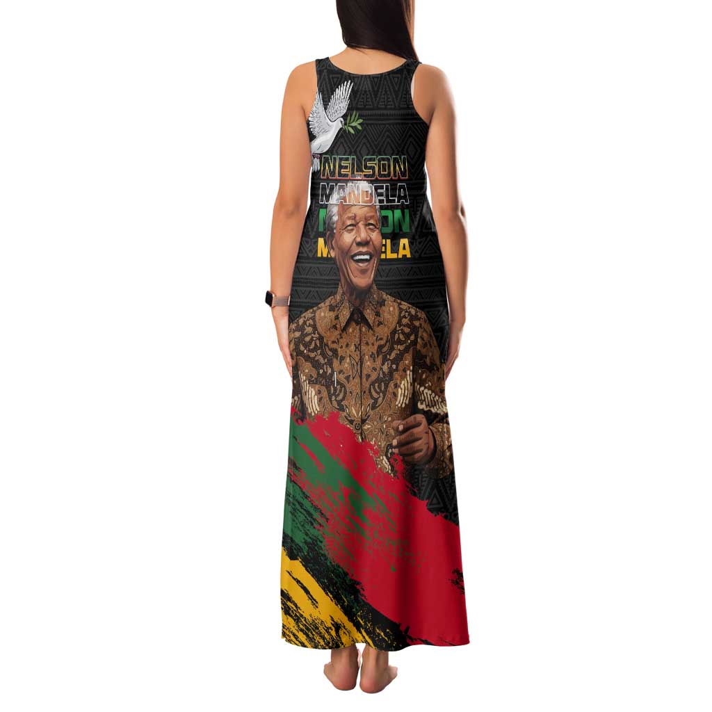 Nelson Mandela International Day Tank Maxi Dress African Pattern Grunge Style - Wonder Print Shop