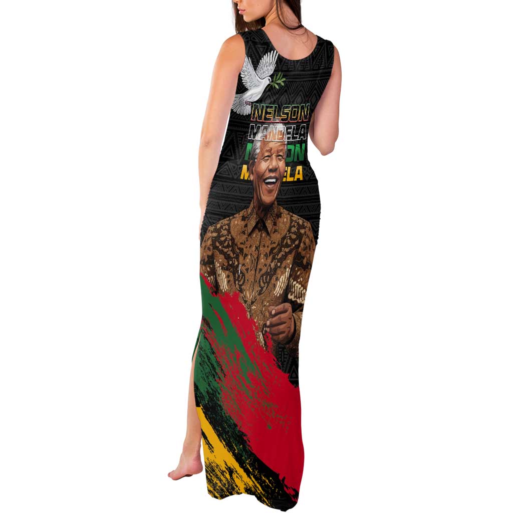 Nelson Mandela International Day Tank Maxi Dress African Pattern Grunge Style - Wonder Print Shop