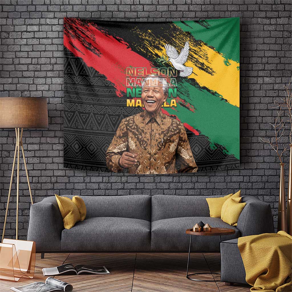 Nelson Mandela International Day Tapestry African Pattern Grunge Style - Wonder Print Shop