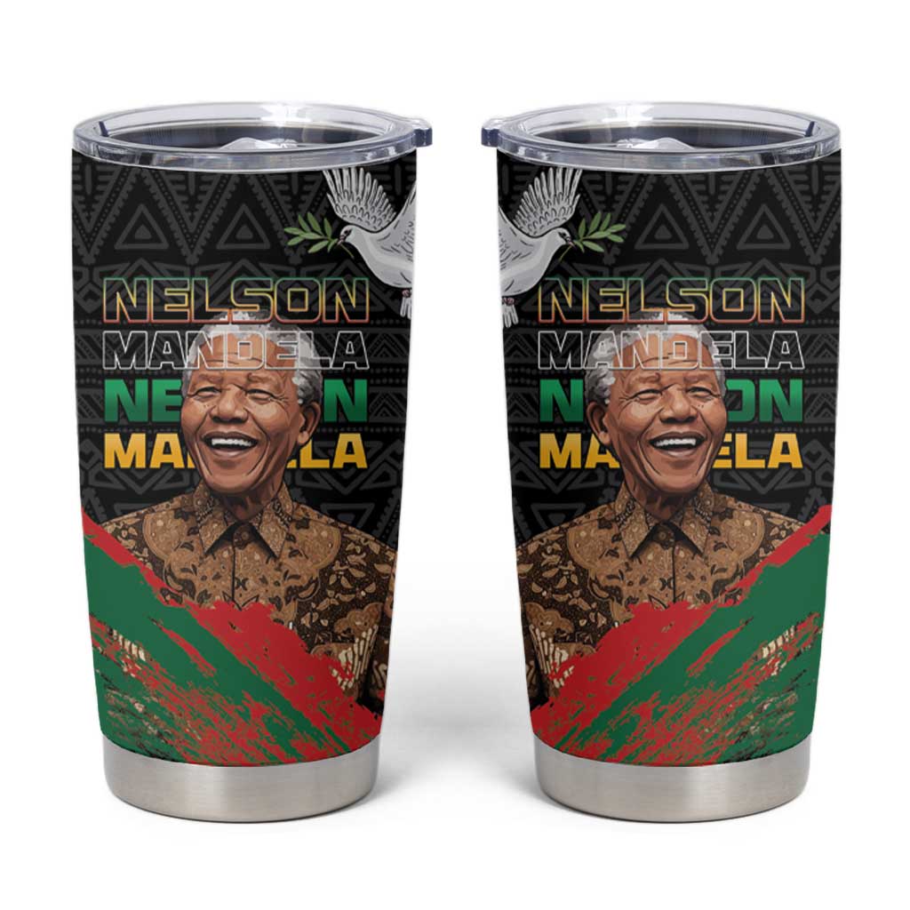 Nelson Mandela International Day Tumbler Cup African Pattern Grunge Style - Wonder Print Shop