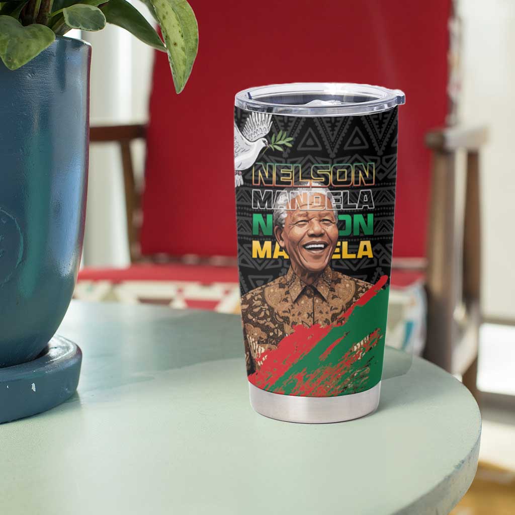 Nelson Mandela International Day Tumbler Cup African Pattern Grunge Style - Wonder Print Shop