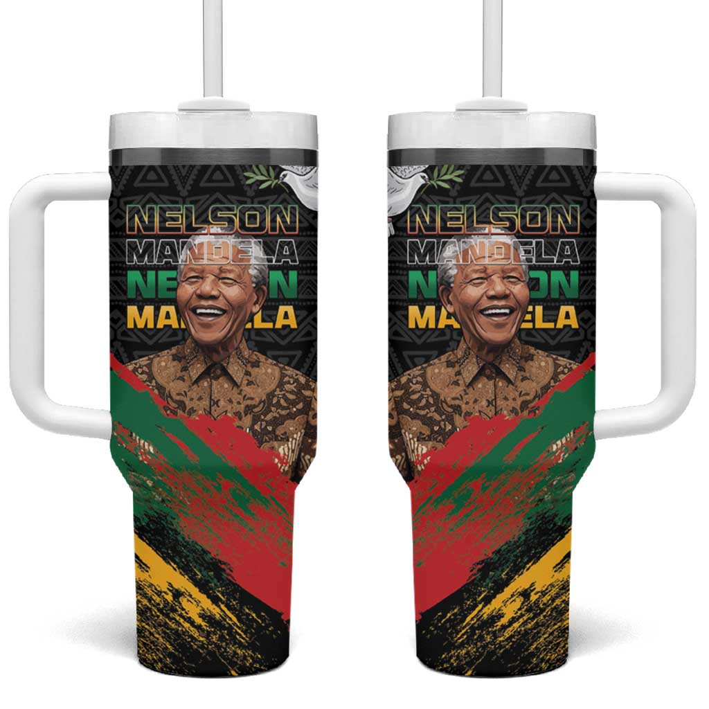 Nelson Mandela International Day Tumbler With Handle African Pattern Grunge Style - Wonder Print Shop