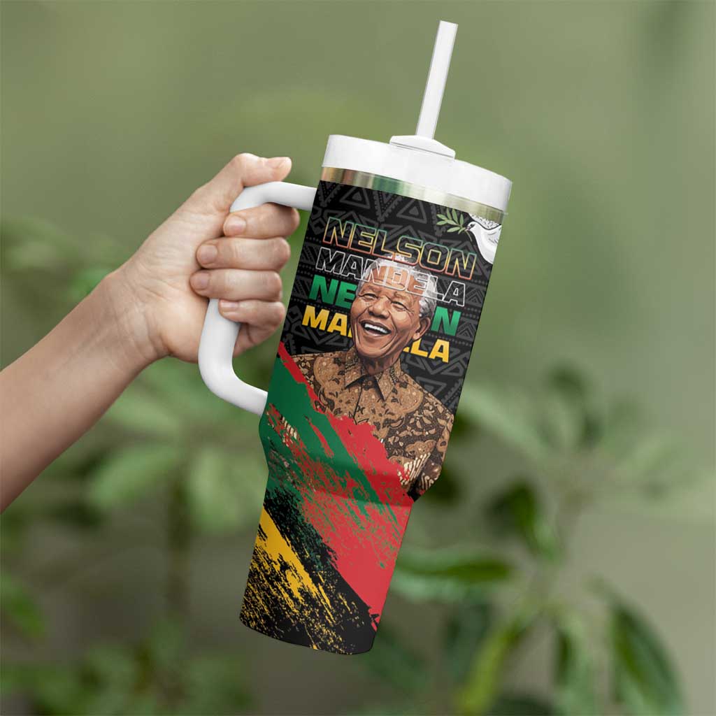 Nelson Mandela International Day Tumbler With Handle African Pattern Grunge Style - Wonder Print Shop