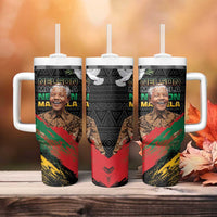 Nelson Mandela International Day Tumbler With Handle African Pattern Grunge Style - Wonder Print Shop