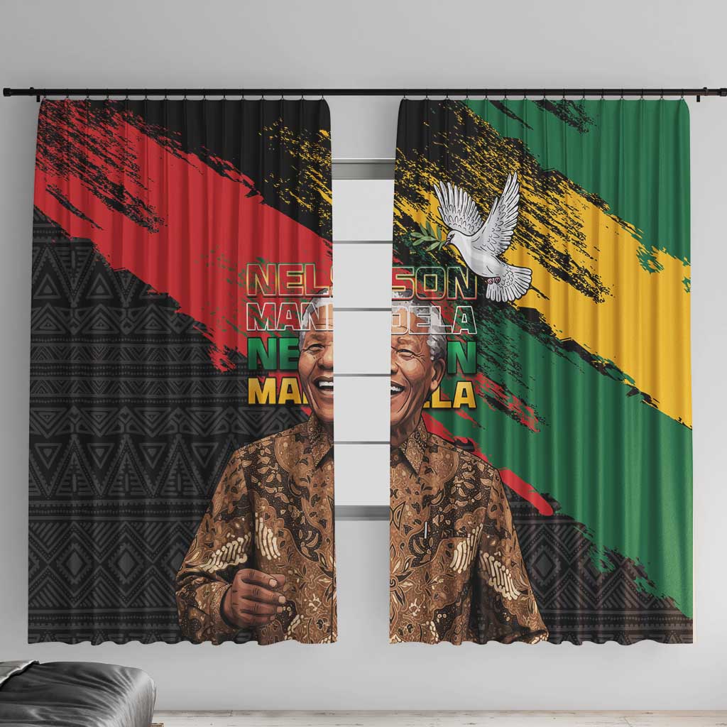 Nelson Mandela International Day Window Curtain African Pattern Grunge Style - Wonder Print Shop