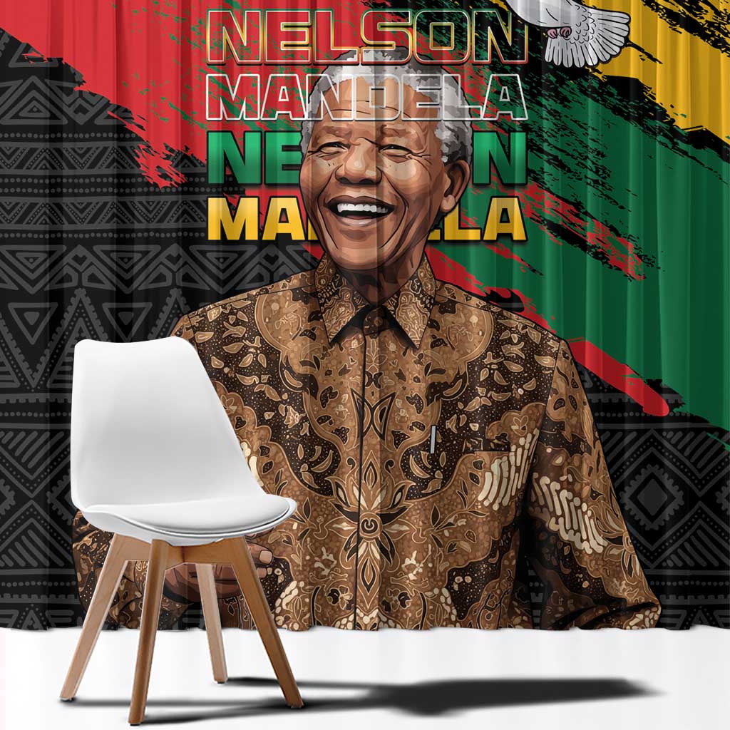 Nelson Mandela International Day Window Curtain African Pattern Grunge Style - Wonder Print Shop