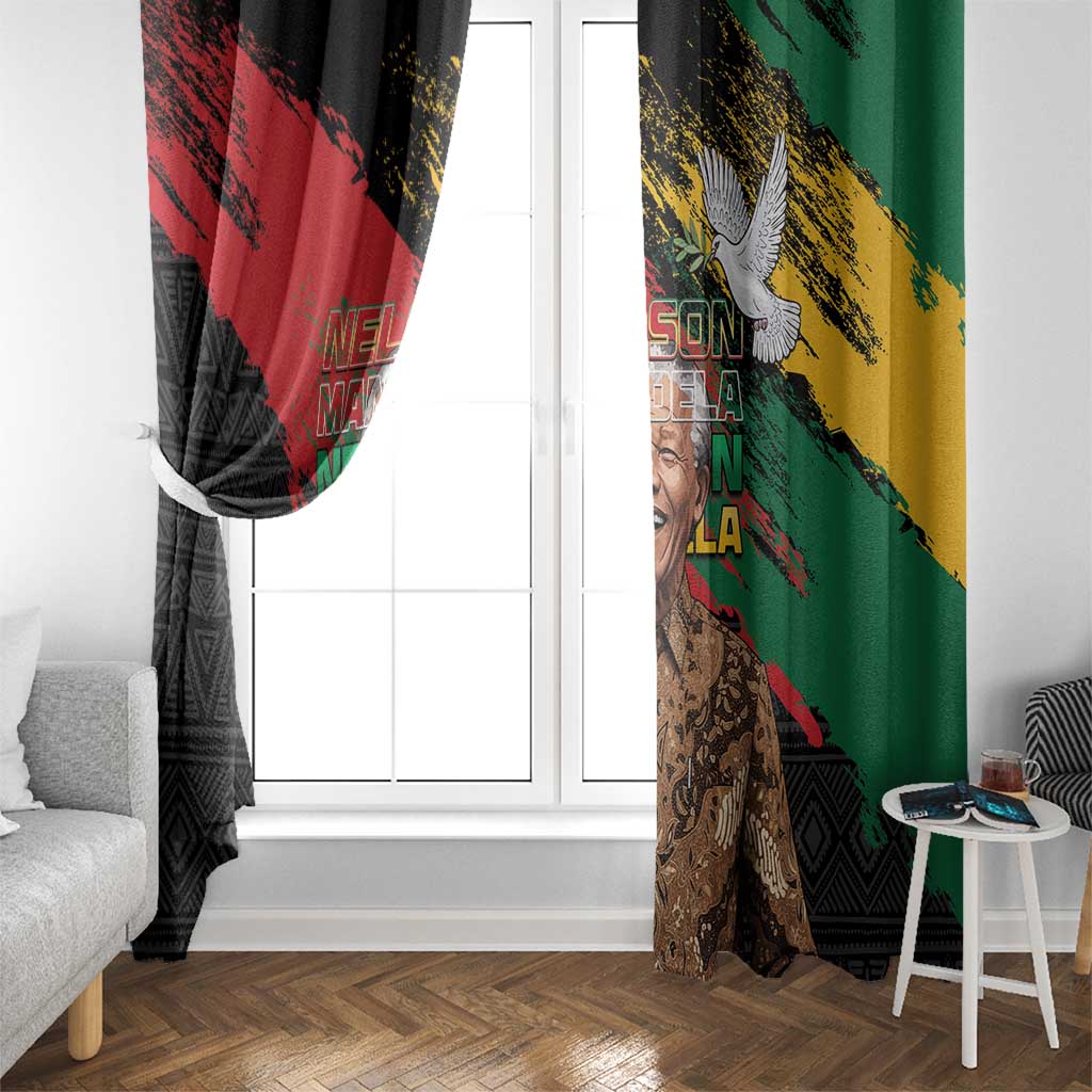 Nelson Mandela International Day Window Curtain African Pattern Grunge Style - Wonder Print Shop